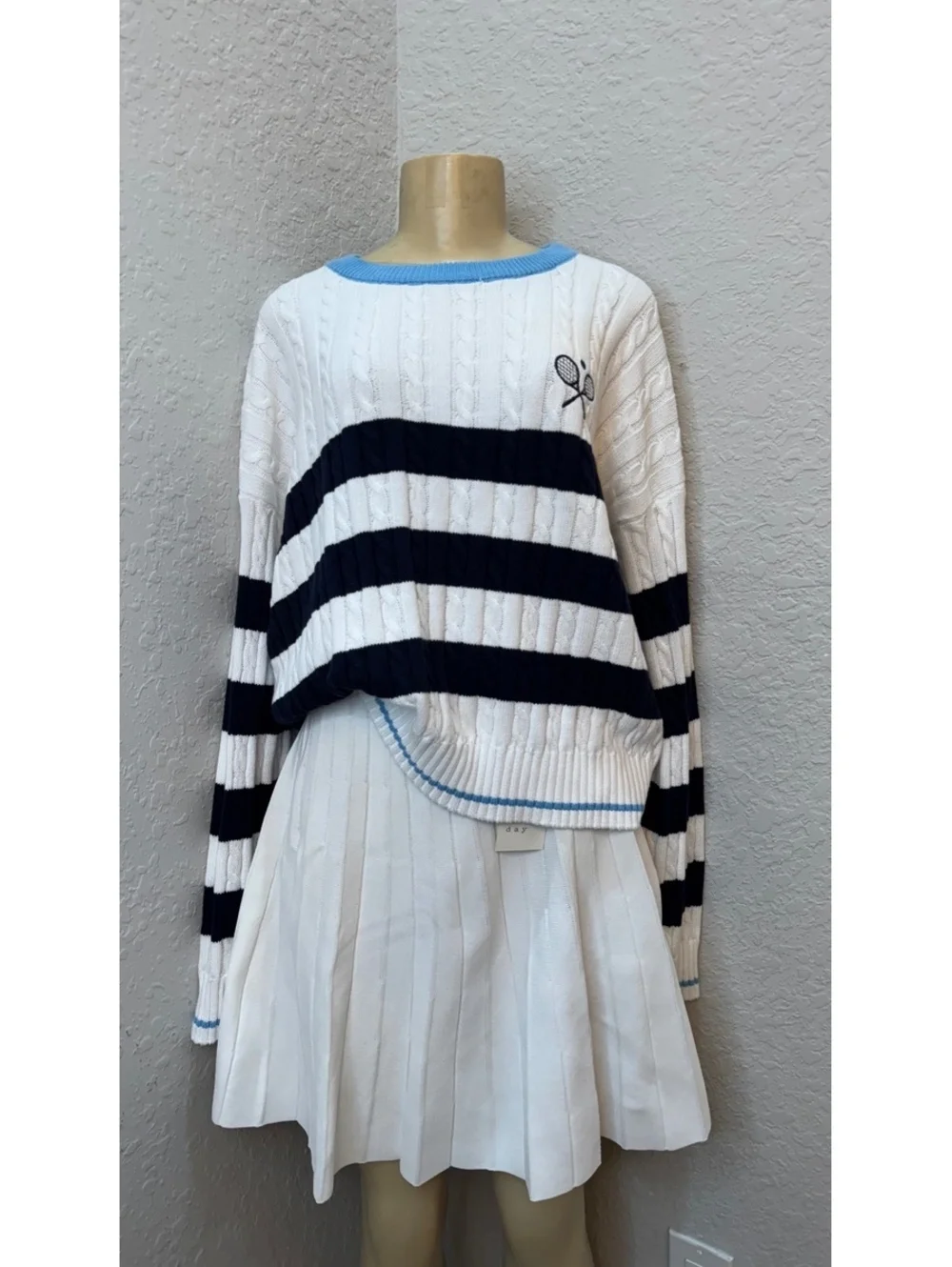 NWT XXL Preppy Tennis Sweater & Pleated Skirt Set Country Club Ships Today